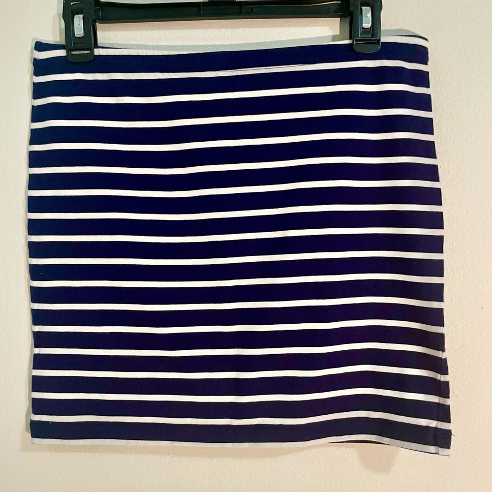 Navy Blue and White Striped mini Skirt